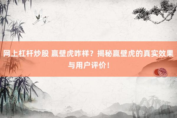 网上杠杆炒股 赢壁虎咋样？揭秘赢壁虎的真实效果与用户评价！