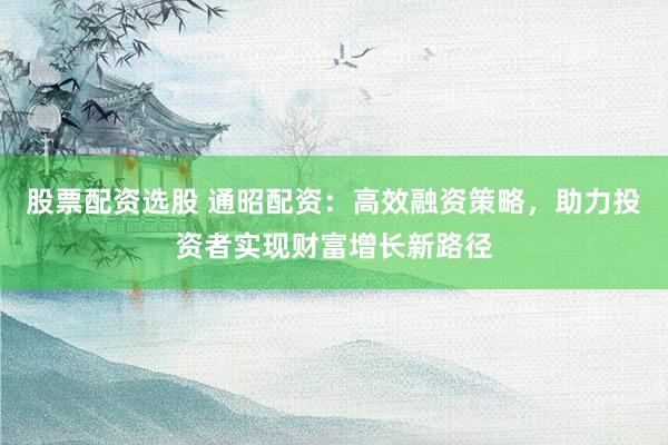 股票配资选股 通昭配资：高效融资策略，助力投资者实现财富增长新路径