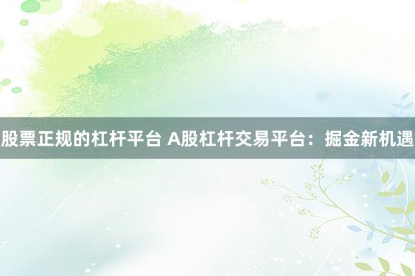 股票正规的杠杆平台 A股杠杆交易平台：掘金新机遇