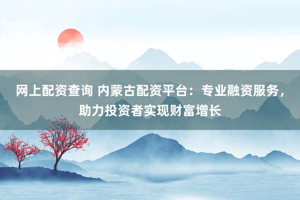网上配资查询 内蒙古配资平台：专业融资服务，助力投资者实现财富增长
