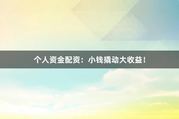 个人资金配资：小钱撬动大收益！