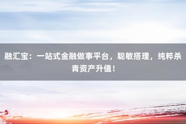 融汇宝：一站式金融做事平台，聪敏搭理，纯粹杀青资产升值！
