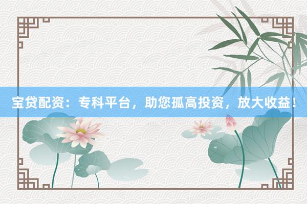 宝贷配资：专科平台，助您孤高投资，放大收益！