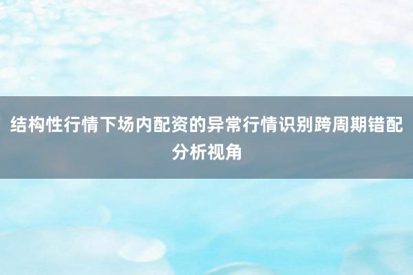 结构性行情下场内配资的异常行情识别跨周期错配分析视角