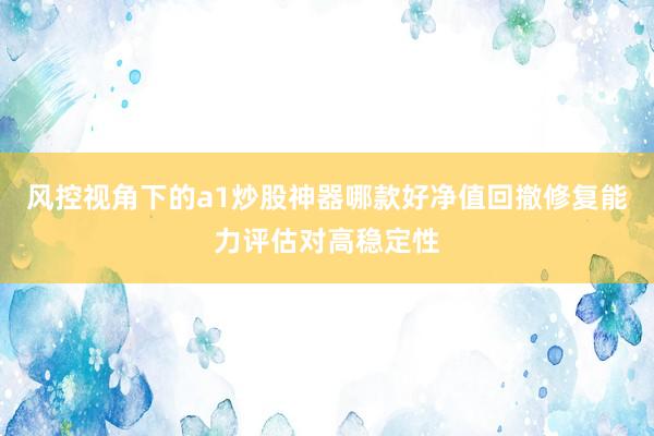风控视角下的a1炒股神器哪款好净值回撤修复能力评估对高稳定性
