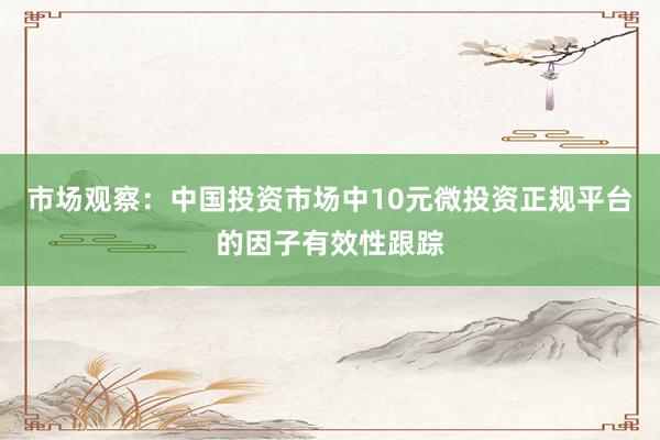 市场观察：中国投资市场中10元微投资正规平台的因子有效性跟踪