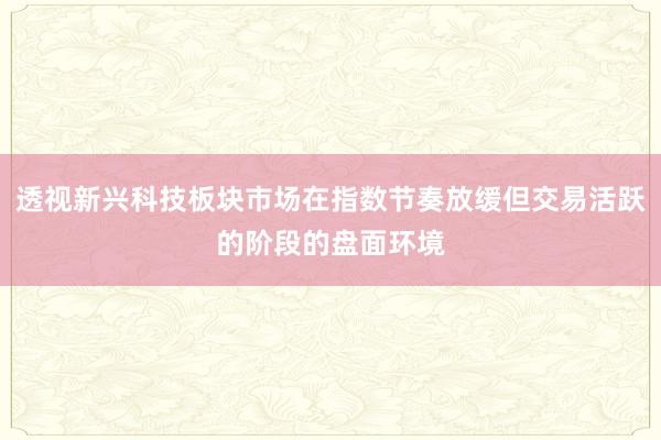 透视新兴科技板块市场在指数节奏放缓但交易活跃的阶段的盘面环境