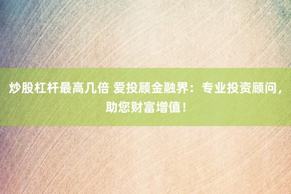 炒股杠杆最高几倍 爱投顾金融界：专业投资顾问，助您财富增值！
