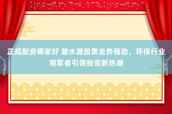 正规配资哪家好 碧水源股票走势强劲，环保行业领军者引领投资新热潮